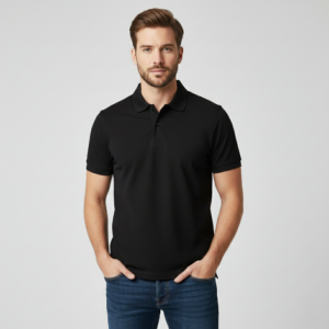 Unisex Black Mars solid Polo Neck Tshirt