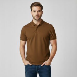 Unisex Brown Mars solid Polo Neck Tshirt
