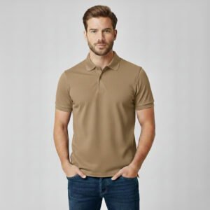 Unisex Beige Mars solid Polo Neck Tshirt