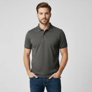 Unisex Dark Grey Mars solid Polo Neck Tshirt