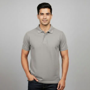 Unisex Grey Without Pocket solid Polo T-Shirt