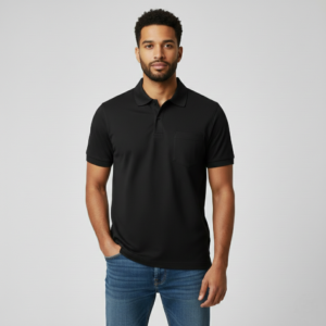 Unisex Black With Pocket solid Polo T-Shirt