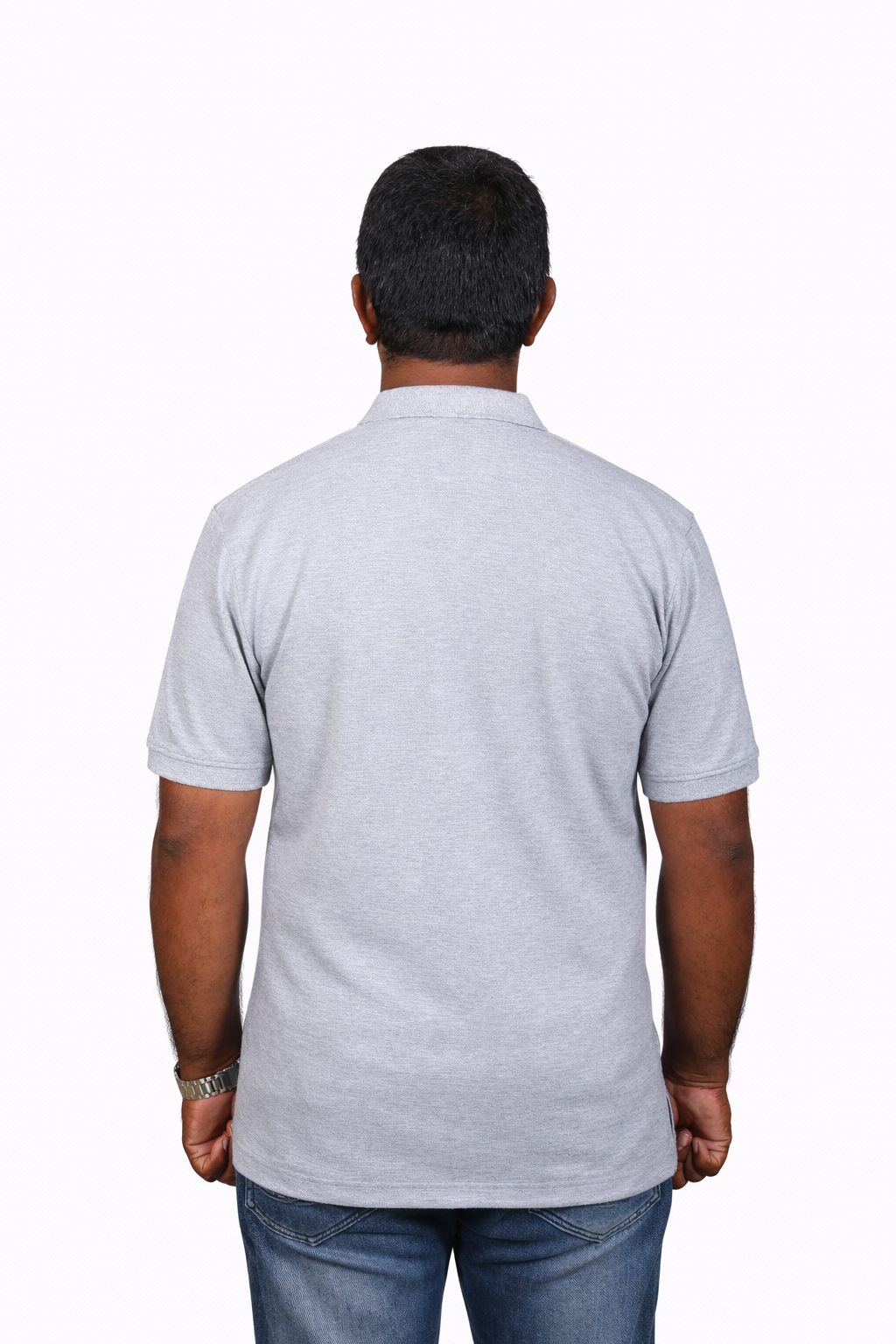 Grey Melange Polo T-Shirt – 240 GSM Premium - Image 2