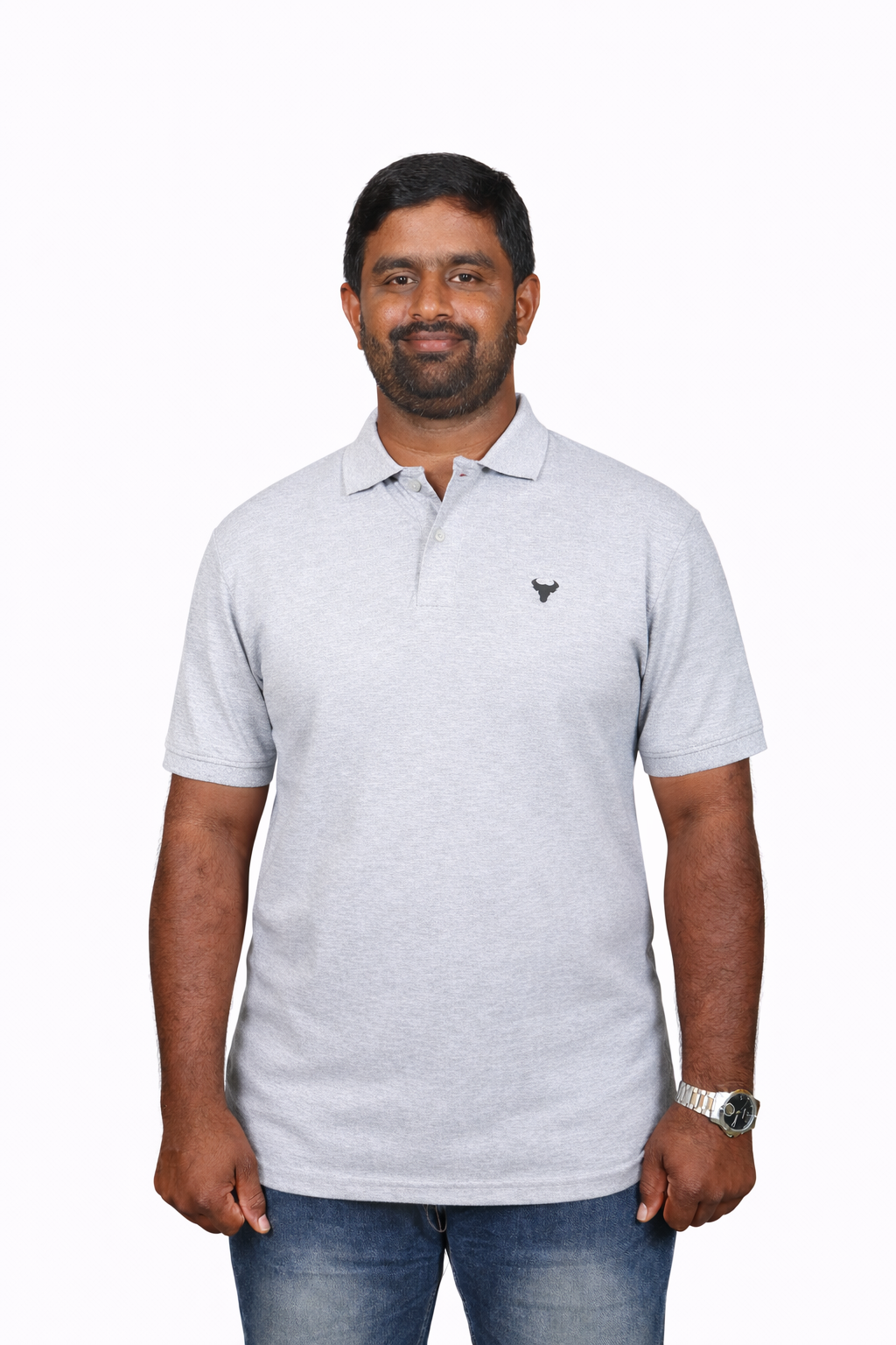Grey Melange Polo T-Shirt – 240 GSM Premium